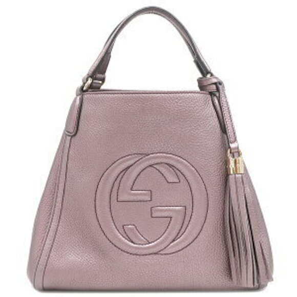 Gucci Handbags - Gucci Soho Bag Interlocking GG Leather Purple Tassel Fringe Charm Metallic
